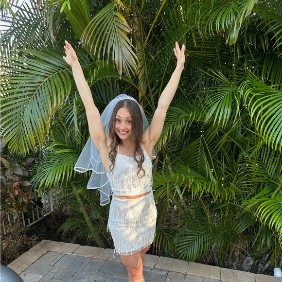 Two Piece Fringe Lace Up Mini Dress - Picture 4 of 5